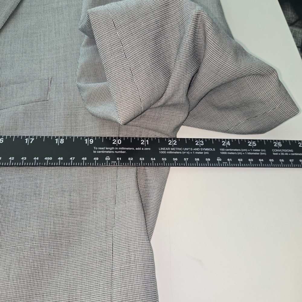 Jos. A. Bank Tailored Fit Grey Houndstooth Cotton Wool Blazer Sport Coat 42L - Picture 10 of 12